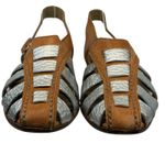 Latigo  Silver Leather Fisherman Sandals Sz 6.5‎ Buckle Strappy Boho Flat Coastal Photo 5
