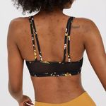 Aerie New Offline Floral Print Mesh Back Plunge Sports Bra Black Size Small Photo 1