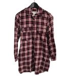 ZARA WOMAN Premium Denim Plaid Shirt Dress XS Black Red White Flannel Photo 1