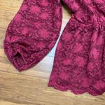 Maurice's  Top Womens 1X Burgundy Lace Peplum Blouse Long‎ Sleeve V-Neck Romantic Photo 2