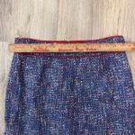 J.Crew Autumn Tweed Skirt Blue Red White Multi Color Size 8 Made in Italy Fabric Photo 4