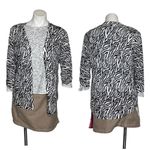 Chico's  Sweater Top Black White Cardigan 2 Pieces Size 0 Small Photo 4
