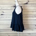 Cloth & Stone Anthropologie Navy Blue Raw Fringe Hem Halter Top Photo 1
