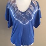 Splendid Blue Tie Dye Wide Short-sleeve Shirt Photo 0