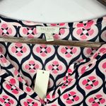 Talbots  Top Womens Small Navy Geometric Preppy Retro Mod Office Chic Blouse NWT Photo 1