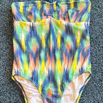 Shoshanna swimwear underwire bra one piece beaded strap lined 18% spandex Blue Size 8 Photo 0