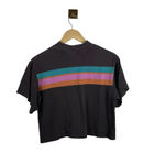 Free People  Mock Neck Multicolor Stripe Tee in Brown/Pink/Blue Size XS Photo 6