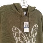 Just Polly Butterfly Hoodie Sweater Junior's Medium Olive Boho Hippie Retro NWT‎ Green Photo 2