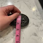 Vintage Skull & Cross Bones Made in Italy Belt Bucket w/ Blue Belt Silver Photo 4