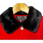 Forever 21 Hello Kitty & Friends Faux Fur-Trim Zip Up Sweater Size Small Red Holiday Y2K Photo 1
