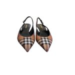 Burberry NIB Summer Check Slingback Pump in Dark Birch Brown Check Size 39 Photo 4