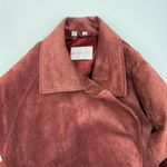 Henri Bendel Vintage Suede Coat Red Leather Belted Double Breasted Cherry Photo 3