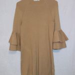 Anthropologie Gold Metallic Tan Claudette Ruffle Sleeve Sweater Dress Photo 0