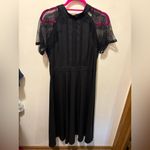 Liquorish Women’s Black Short Sleeve Lace Mix midi Length Dress Size 10 Photo 1