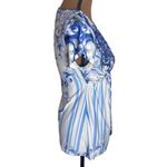 Boston Proper Sublimation tee in blue multi scroll print crystal embellished XS Photo 3