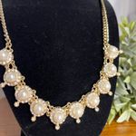 Talbots Vintage  Gold Plated Cream Pearl Rhinestone Necklace Photo 1