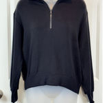 Lou & grey NWT Lounge Wear Black Quarter Zip Pullover Sweatshirt XXS Soft Photo 0