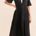 Anthropologie BY  | Weathered Black Flutter Boho Tiered Gauze Midi Dress | Large Photo 0
