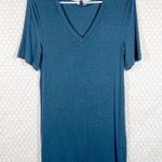 Universal Standard Teal Blue Foundation Ribbed V Neck Tee Photo 1