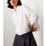 Maje White 100% Cotton Cropped Button Up Long Sleeve Collared Shirt Size 2 Photo 1