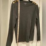 J.Crew  Women’s Long Sleeve Crew Neck Cotton Perfect Fit Tee Gold Buttons Size L Photo 3