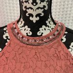 Candie's  Dress Women small Coral Pink Floral Lace Beaded Neck Back Keyhole Lined. Photo 2