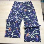 Maeve Anthropologie The Colette Floral Wide Leg Pants Navy Purple Orange Size 28 Blue Photo 3