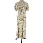 Reformation  Pearl Dress Aurora Floral Cream Ivory Orange Gold Puff Sleeve Midi 8 Photo 6