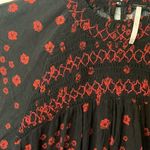 Free People  womens XS red black flowers in her hair blouse long sleeve floral Photo 4