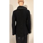 SIONI STUDIO Black Gray Whipstitch Patchwork Cardigan Sweater Big Buttons Large Photo 4