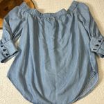 Who What Wear  Blue On or‎ Off Shoulder Ruffled Cuffed Sleeve Blouse Size Large Photo 1
