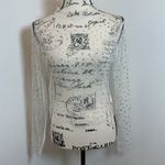 Mesh Top Sheer Long Sleeve Colorful Dots Party Club Layering Top Medium White Photo 4