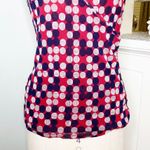 Polka Dot Blouse V Neck Short Sleeve Shirt Red White Black Medium Photo 3