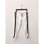 Pam & Gela Exposed Seam Striped Ankle Track Pants White Women's Size P/US 0–2 Photo 5