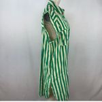 We The Free  GREEN STRIPE SHORT SLEEVE BUTTON COLLARED DRESS WITH POCKETS Photo 1