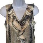 The Limited  XS Green Snakeskin Shimmer Print Ruffle Front Blouse Top Work Office Photo 2