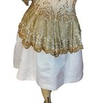 VINTAGE 1990'S FABRICE SILHOUETTE WHITE & GOLD STRAPLESS SILK SEQUIN DRESS (8) Photo 9