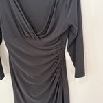 Ralph Lauren Lauren  Rushed Jersey Dress 6 Black Stretch V-neck 3/4 Sleeve 1903 Photo 5