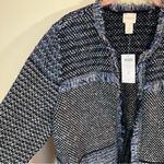 Chico's Chico’s Fringed Franklin Cardigan Sweater Jacket Blue Black 3 NWT XL Photo 3