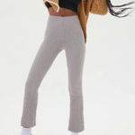 Urban Outfitters NWT Rosie Light Grey Ribbed High-Waisted Kick Flare Pants, Sml Photo 0