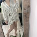 Blue Island  Green and White Ruffled Wrap Sundress beach vacay cover size large Photo 3