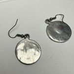 Blue Earth / Globe Silver Tone Round Disc Dangle Drop Pierced Earrings Photo 7