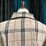 Women Plaid Tan & Black Collared Long Sleeve Buttondown Relaxed Fit Shirt Sz L Size L Photo 9