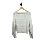 Z Supply  Women’s Kasia Crochet Open Knit Sweater in Ivory Size L Photo 4