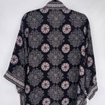 Max Studio Kimono Cardigan Womens Medium Black Pink Boho Polyester Whimsigoth Photo 9