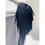 DKNY  Black Fringe Shoulder Mini Dress – Size 4 – Embellished Sleeves, Sleek Photo 3