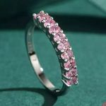 Sterling Silver SIZE 8 925 Stackable Round Dazzling Pink Cubic Zirconia Ring Photo 2