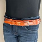 Southwestern Brown Leather Woven Patterned Belt Cowboy Rodeo Photo 1