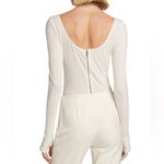 Alice + Olivia Kalena Cut-Out Bodysuit Ecru Women’s Sz L Photo 4