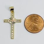Real 10k Solid gold cross pendant Holy Spirit dove Crucifix charm yellow and rose Gold White Cubic Zirconia Rose Gold Descending Dove 1” Small box included Checkout my other jewelry New Dije de crucifico con el Espíritu Santo 10k de Oro Photo 1